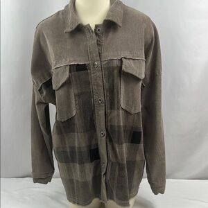 No Name Made‎ in Italy Gray & Black Super Stretchy Flannel Raw Hems Size XL